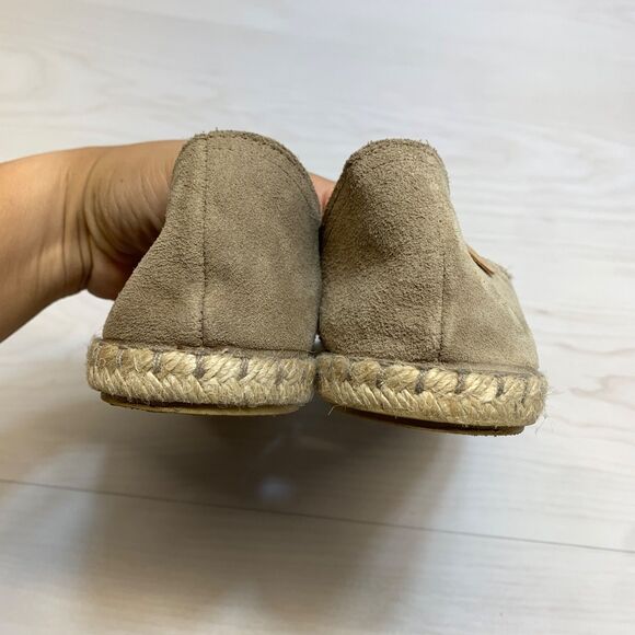Verbenas Brown Cruz Leather & Suede Espadrille Flats Shoes Size 41 Peep Toe - Picture 4 of 9